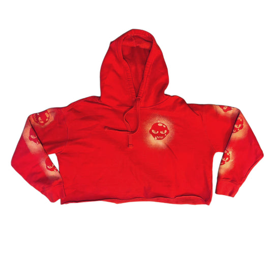 SHADOW SMOKE Women’s Crop Hoodie (RED)
